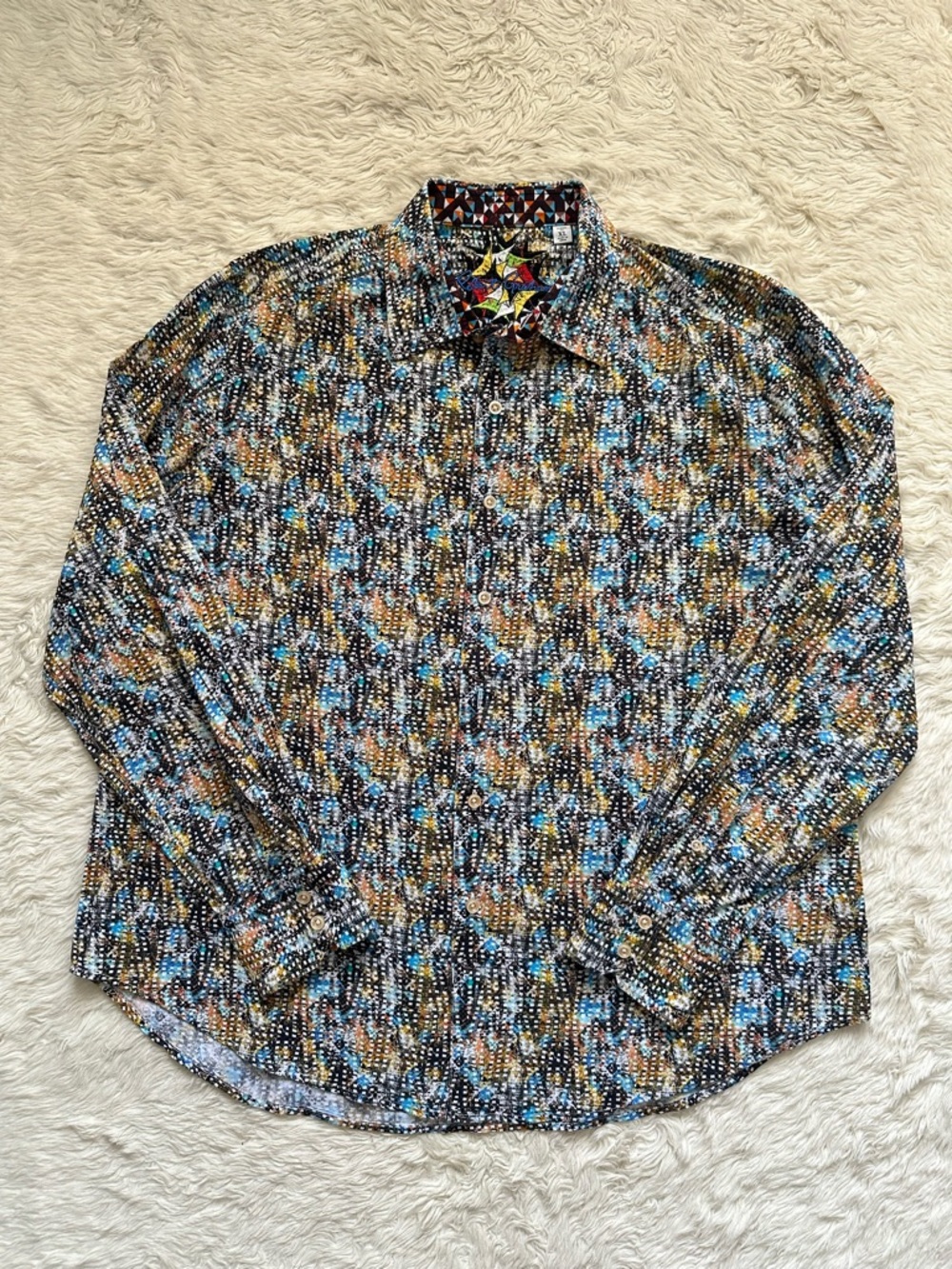 Robert Graham Top Men’s Button Up Shirt Long Sleeve Abstract Multicolor Sz XL